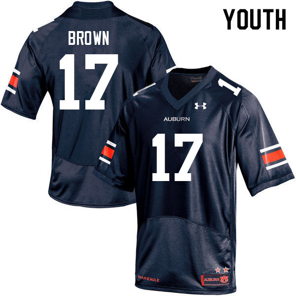 Auburn Tigers Youth Camden Brown #17 Navy Under Armour Stitched College 2022 NCAA Authentic Football Jersey YGE2274JP